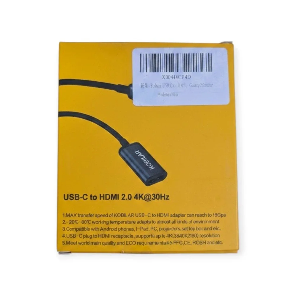 KOBILAR USB-C to HDMI 2.0 Adapter 4K 30Hz 18Gbps Cable for iPad PC Android Phone